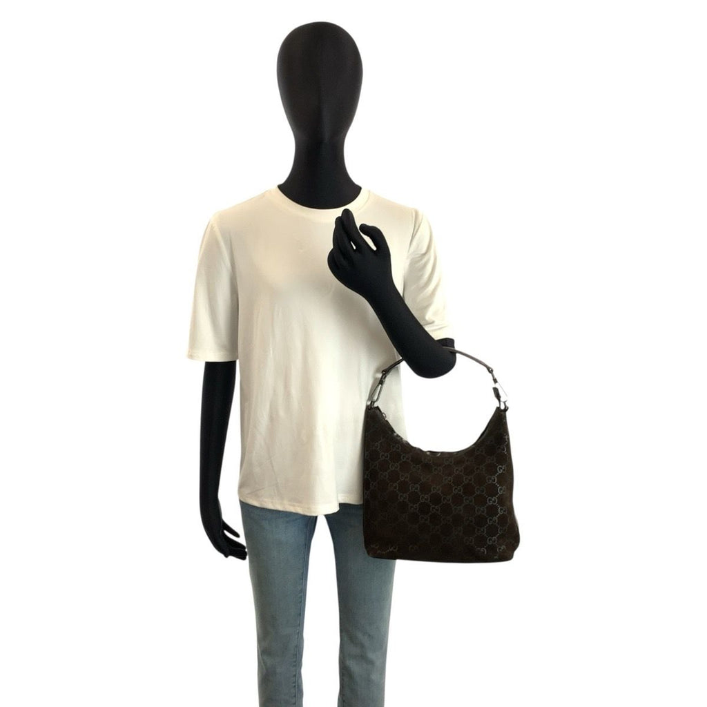Gucci GG Pattern Brown Suede 000 Shoulder — view 7