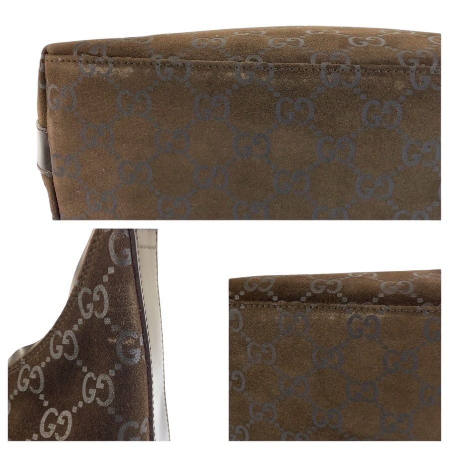 Gucci GG Pattern Brown Suede 000 Shoulder — view 6