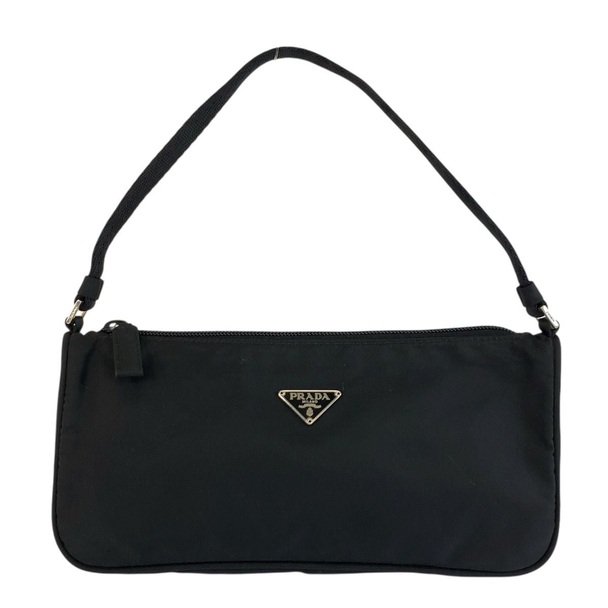Prada Tessuto Black Silver Nylon Handbag Pouch