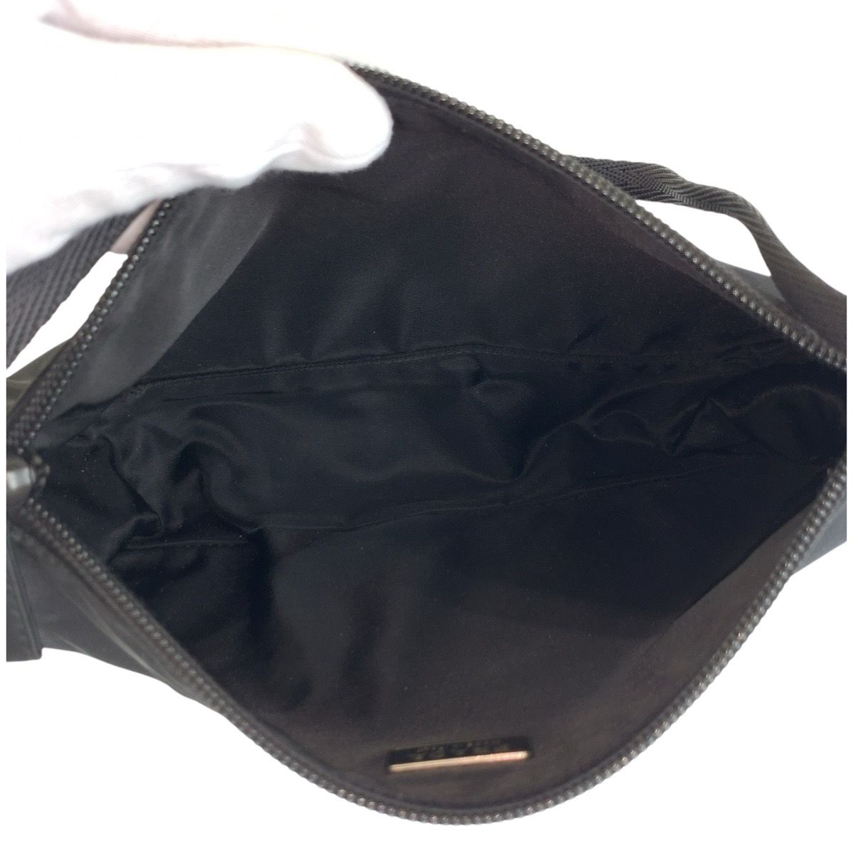 Prada Tessuto Black Silver Nylon Handbag Pouch — view 8