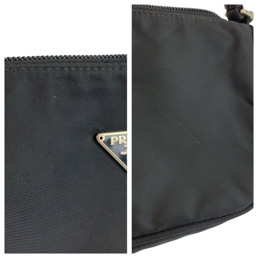 Prada Tessuto Black Silver Nylon Handbag Pouch — view 5