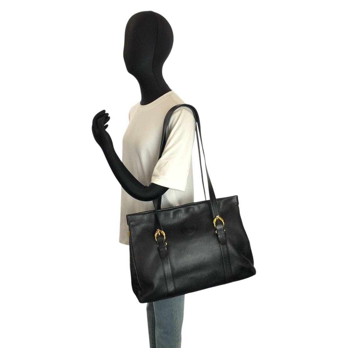 Gucci Vintage Black Gold Leather 001 406 Tote Shoulder — view 7
