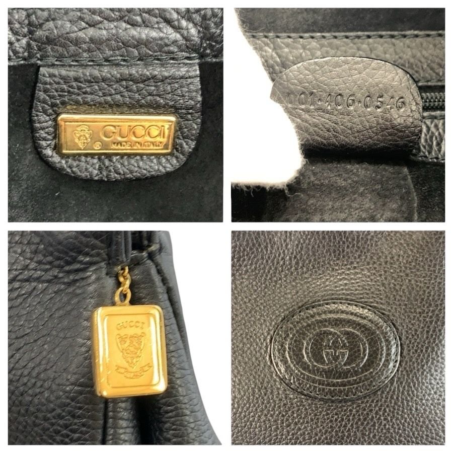 Gucci Vintage Black Gold Leather 001 406 Tote Shoulder — view 3