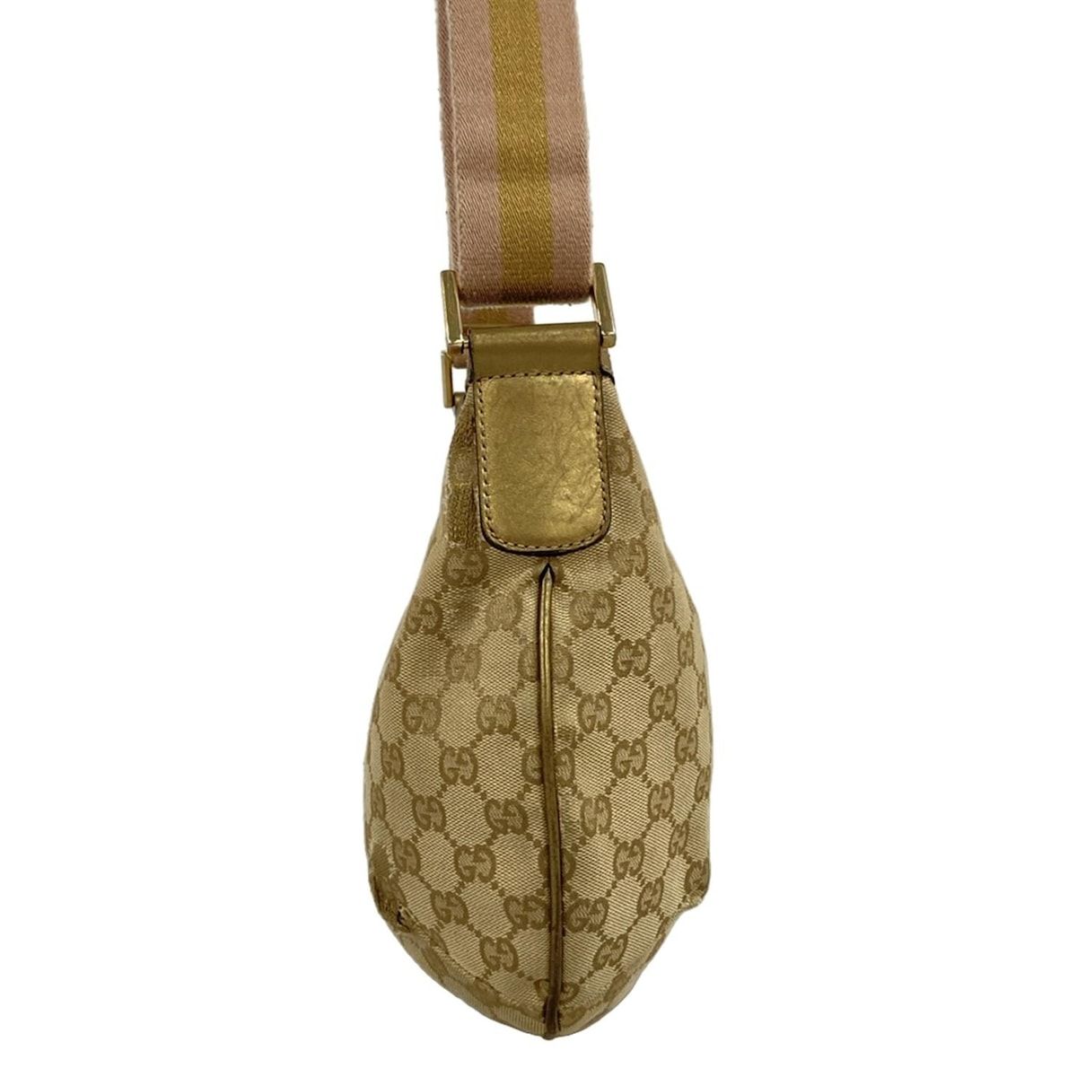 Gucci Shoulder Bag GG Pattern Beige Gold Pink Leather — view 2
