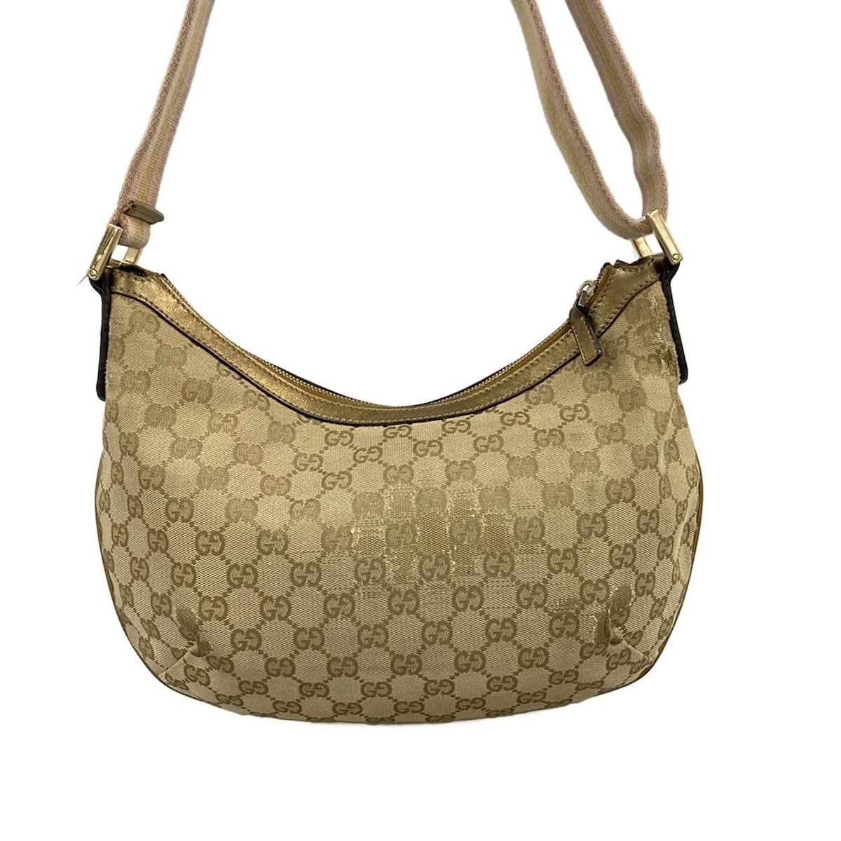 Gucci Shoulder Bag GG Pattern Beige Gold Pink Leather — view 3