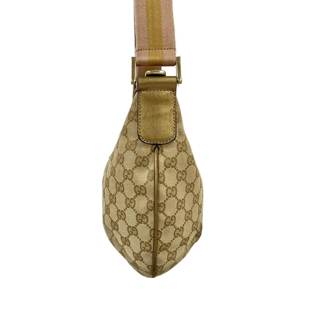 Gucci Shoulder Bag GG Pattern Beige Gold Pink Leather — view 4
