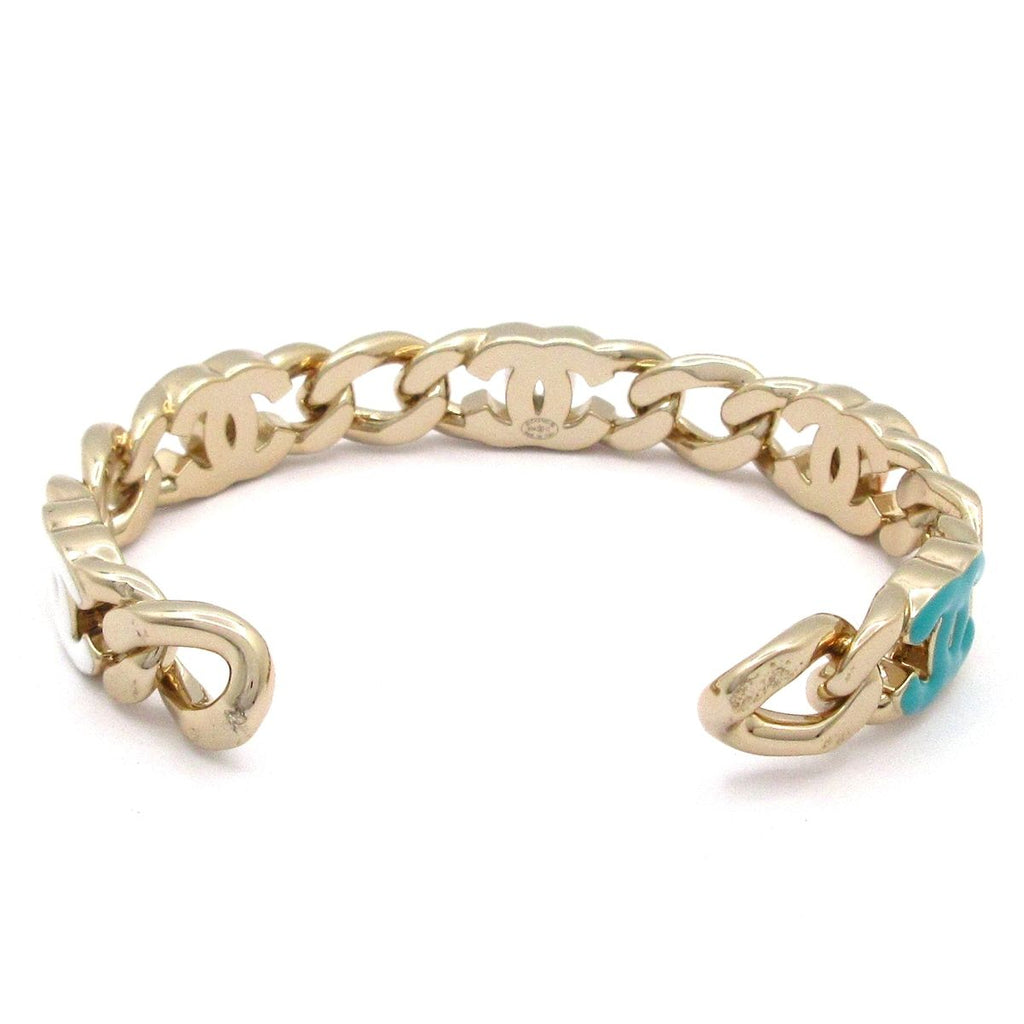 Chanel Bangle CC Logo Gold Pink Multi Bracelet — view 3