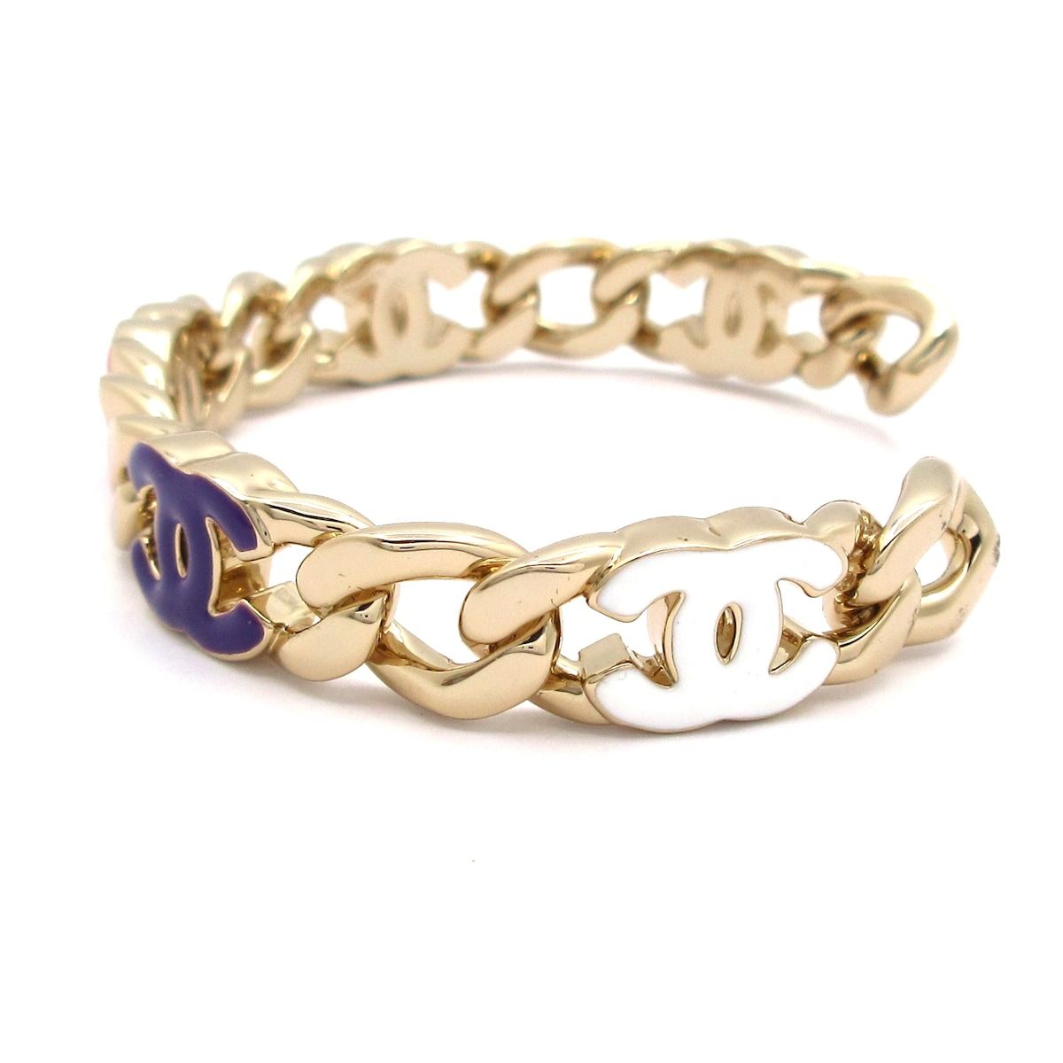 Chanel Bangle CC Logo Gold Pink Multi Bracelet — view 5