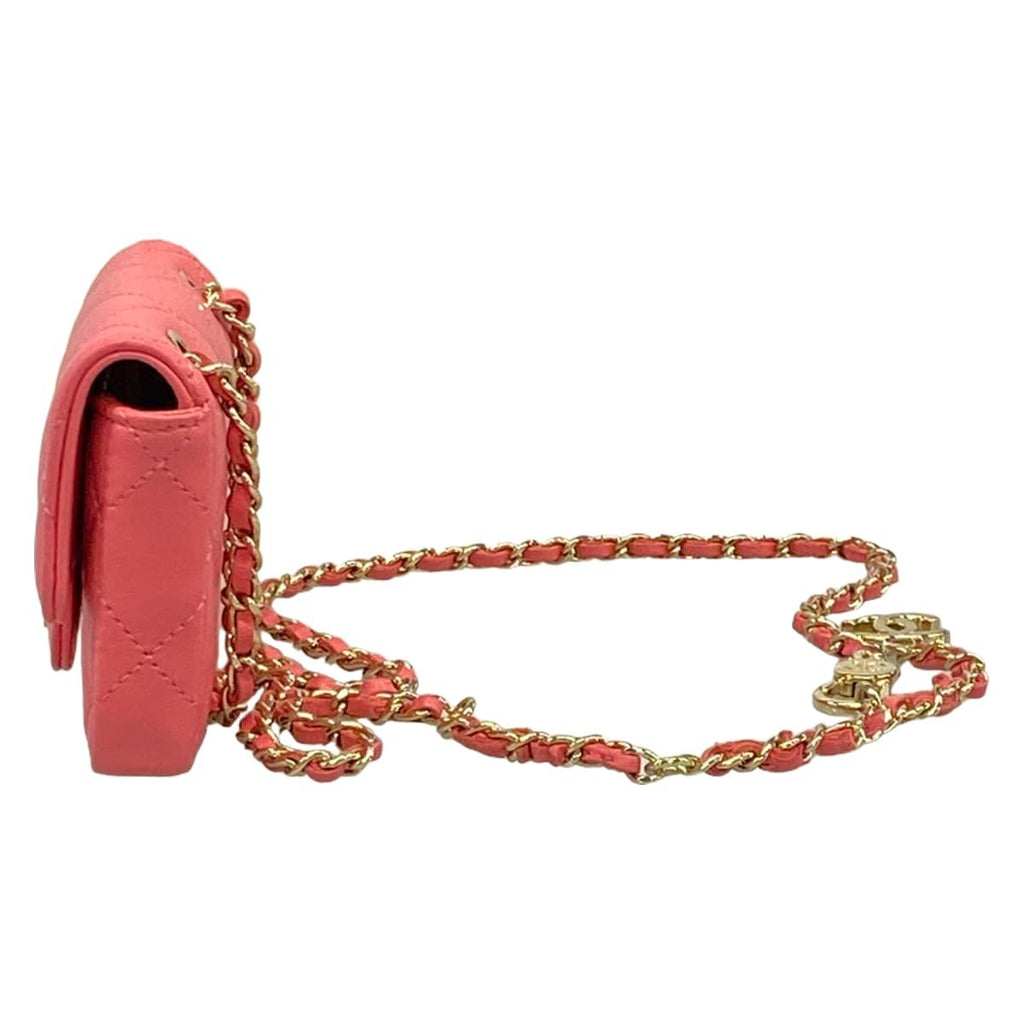 Chanel Waist Pouch Mini Quilted Pink Chain Shoulder Gold Lambskin — view 4