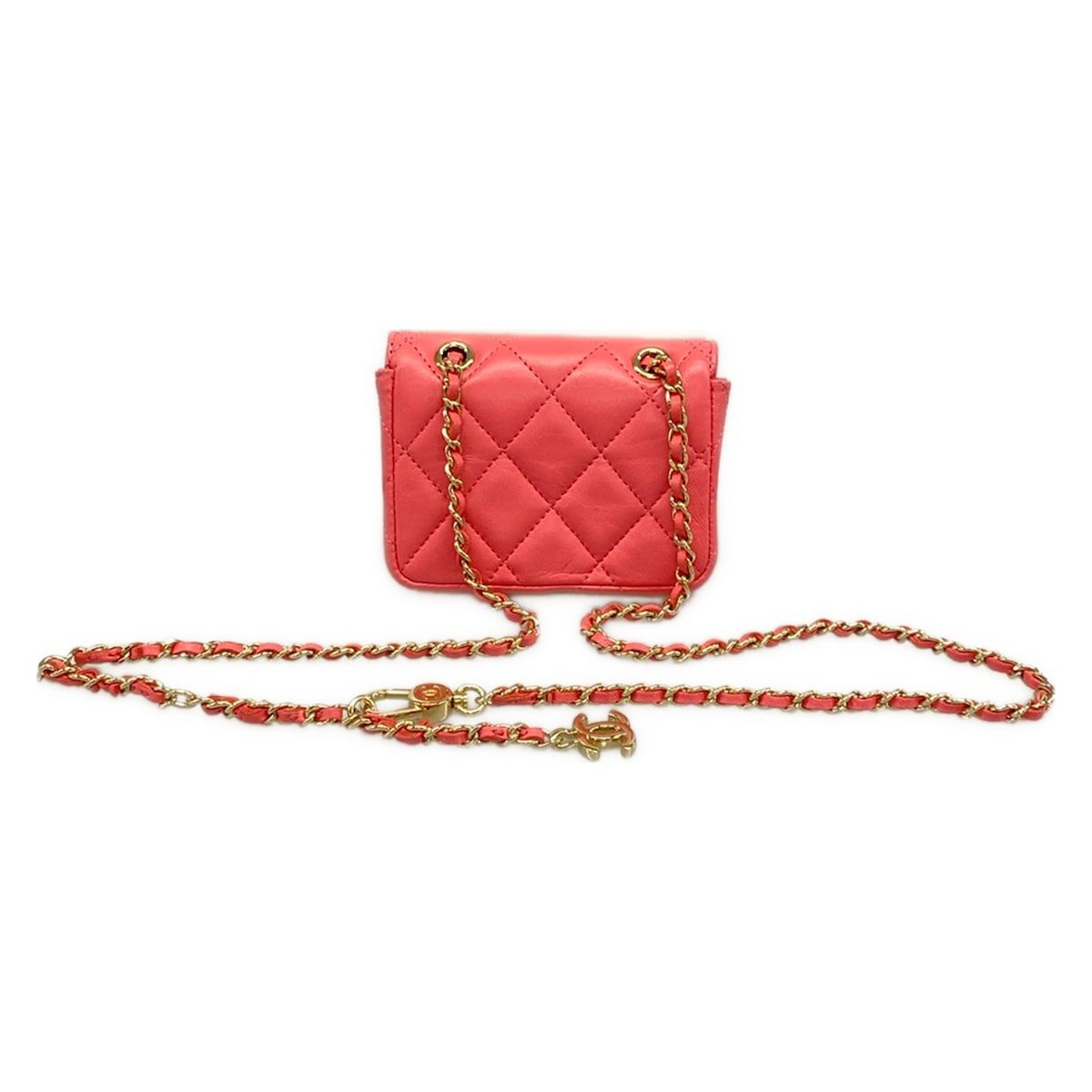 Chanel Waist Pouch Mini Quilted Pink Chain Shoulder Gold Lambskin — view 3
