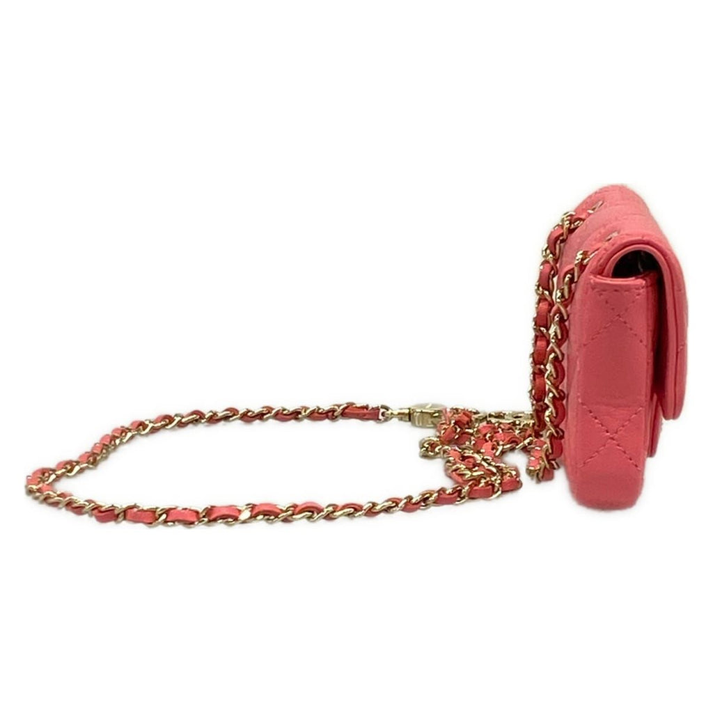 Chanel Waist Pouch Mini Quilted Pink Chain Shoulder Gold Lambskin — view 2