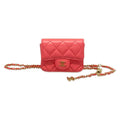 Chanel Waist Pouch Mini Quilted Pink Chain Shoulder Gold Lambskin