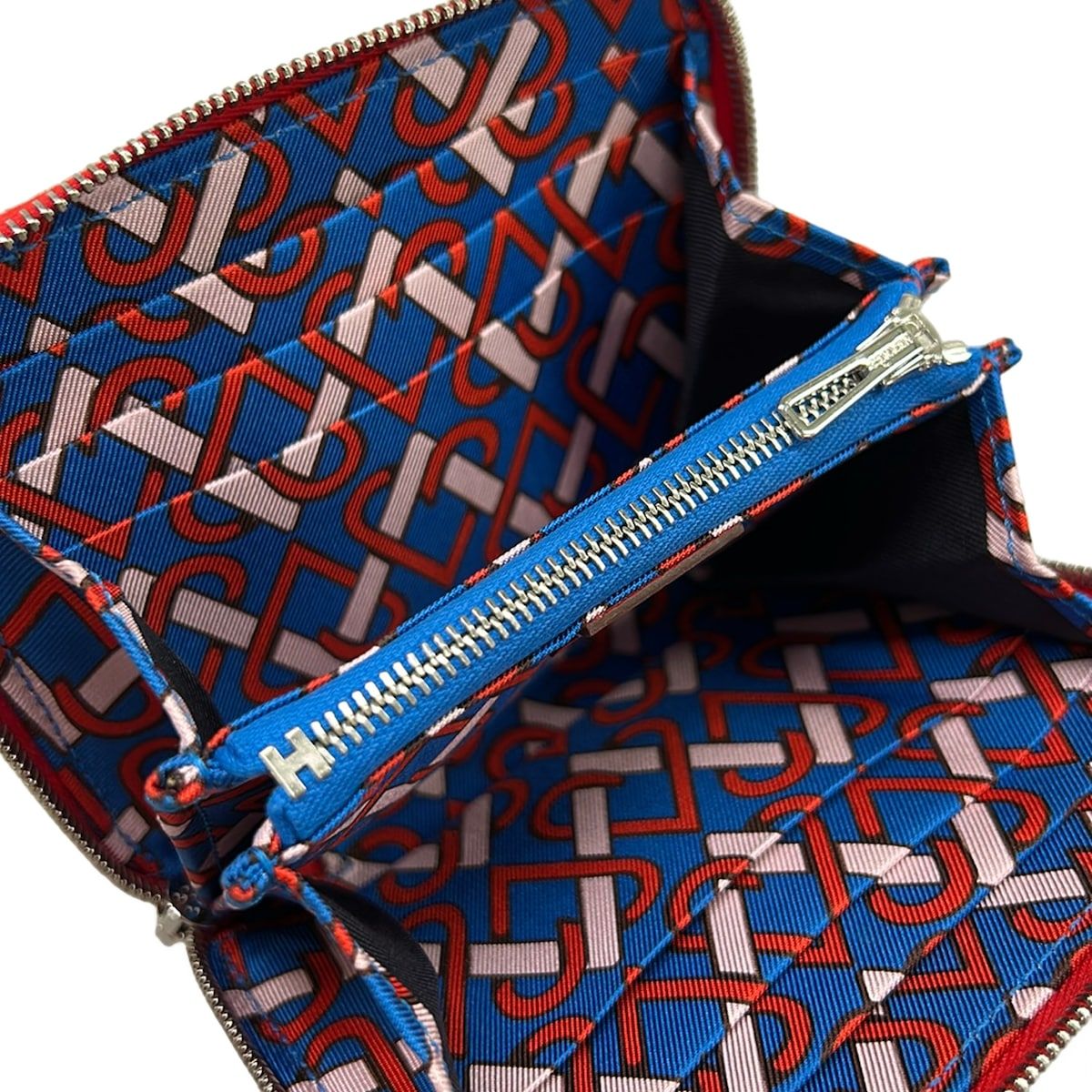 Hermes Coin Case Azap Compact Silk in le Juradu Blue Hydra Zip Around Silver — view 3