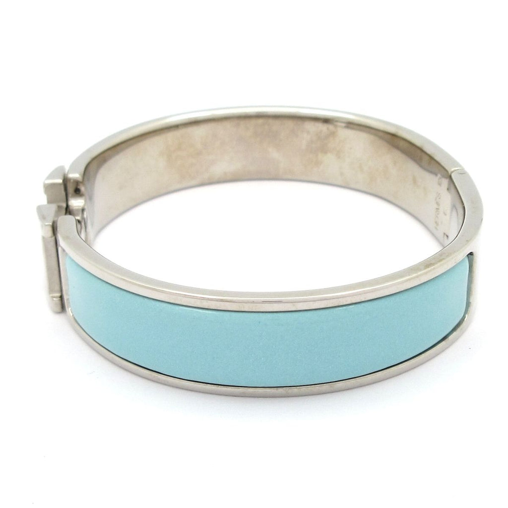 Hermes Bangle Click Light Blue Silver Bracelet — view 7