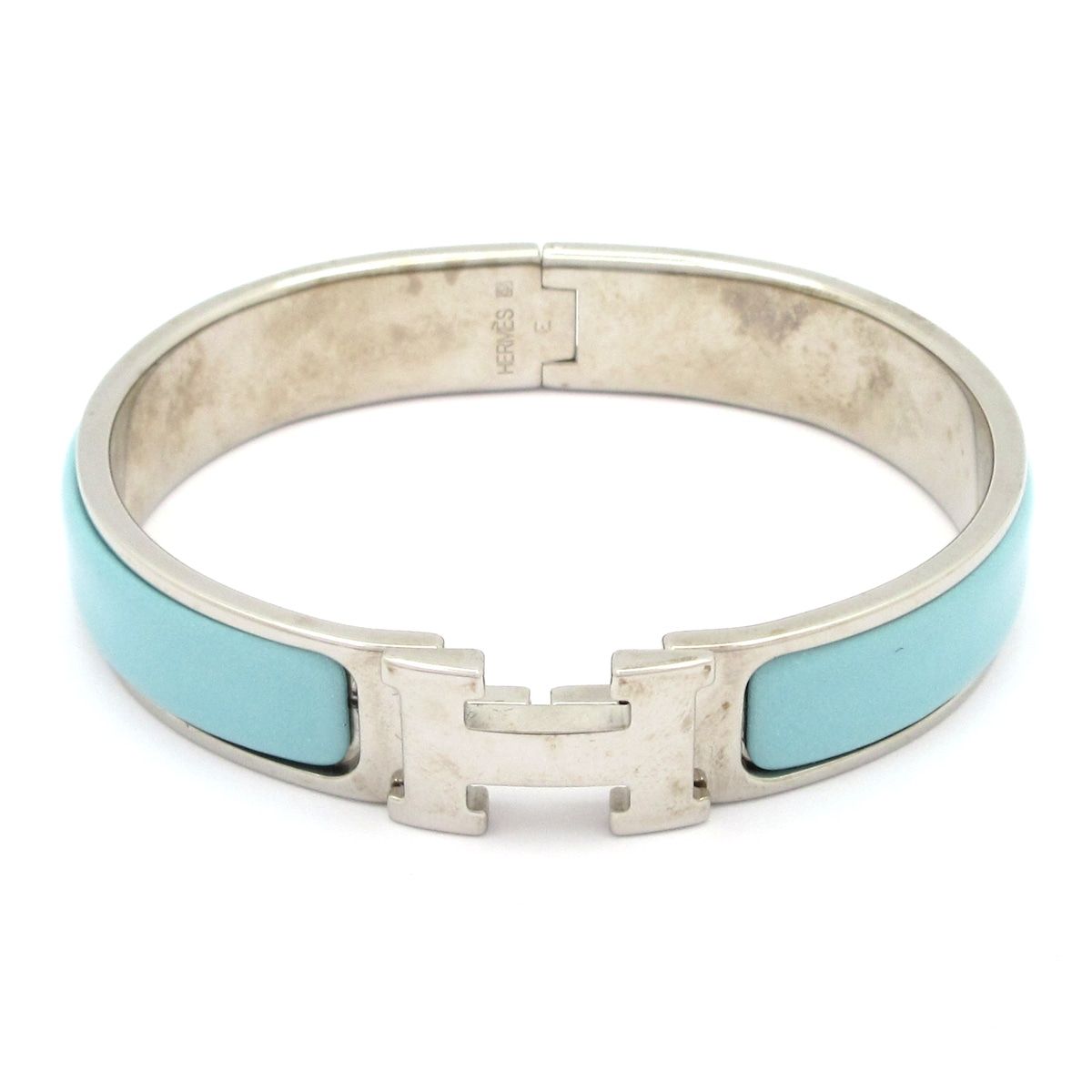 Hermes Bangle Click Light Blue Silver Bracelet