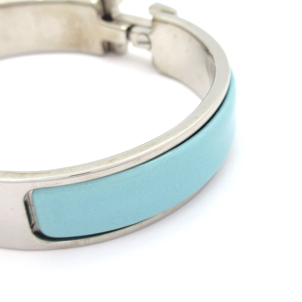 Hermes Bangle Click Light Blue Silver Bracelet — view 6
