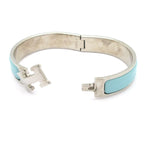 Hermes Bangle Click Light Blue Silver Bracelet — view 5