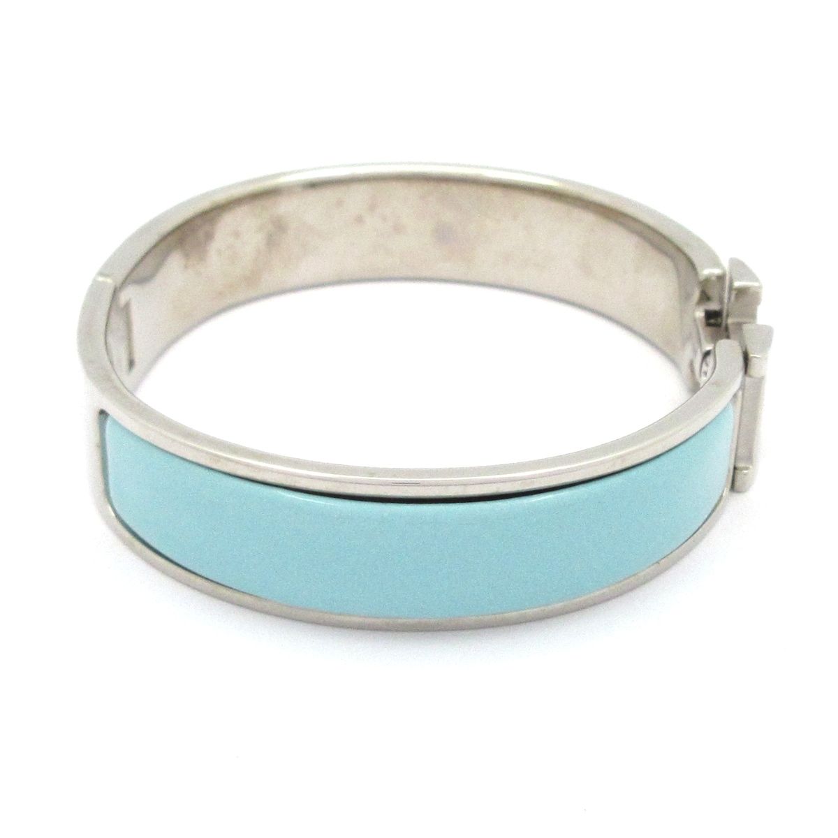 Hermes Bangle Click Light Blue Silver Bracelet — view 2