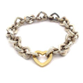 Tiffany & Co Bracelet Heart Link 18k Yellow Gold Silver