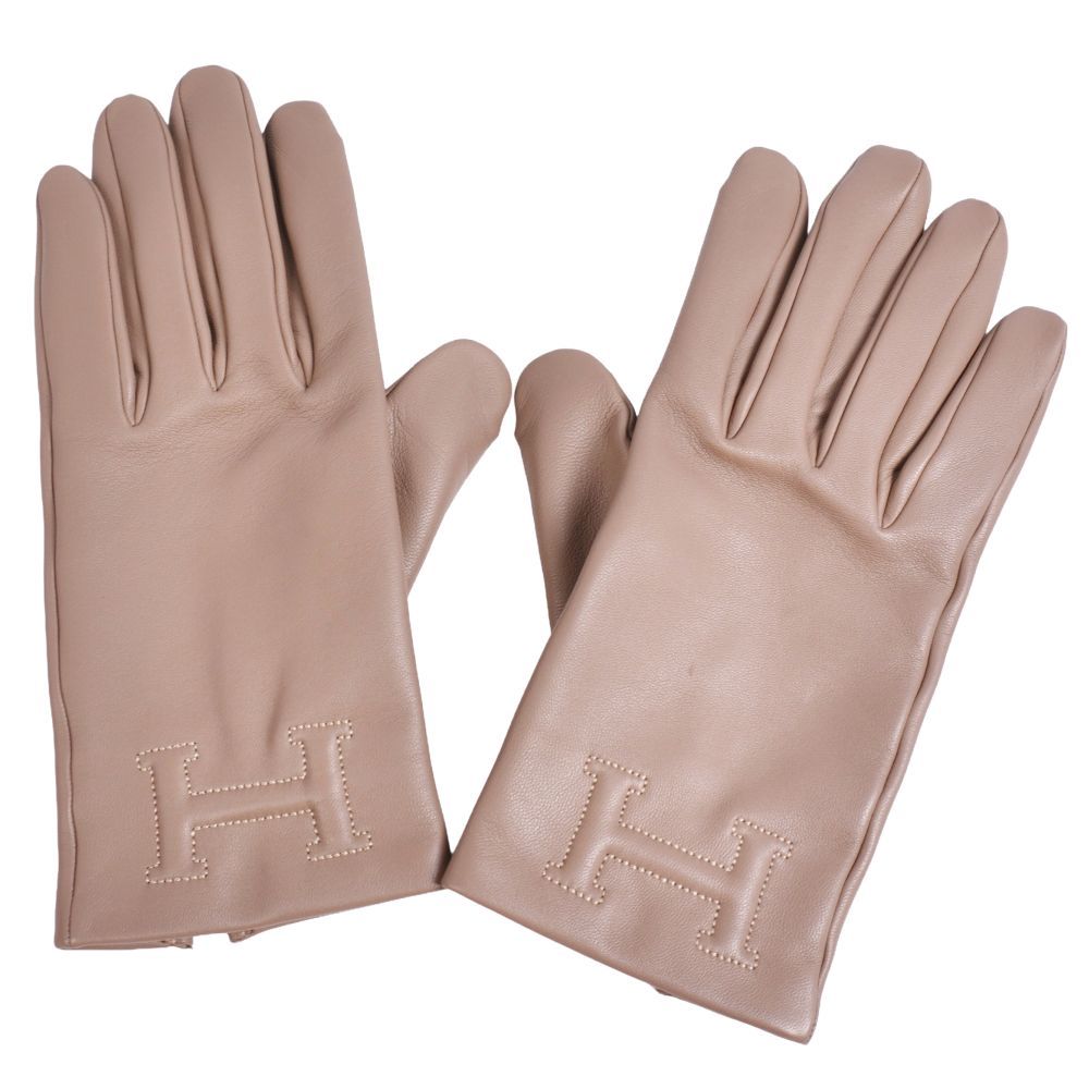 Hermes Gloves Bastille Etoupe Logo — view 2