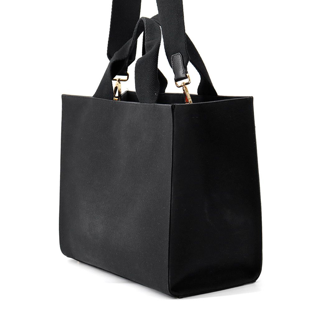 Fendi Tote Collaboration Fender Che Embroidered Canvas 2-Way Black — view 2