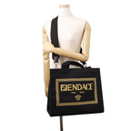 Fendi Tote Collaboration Fender Che Embroidered Canvas 2-Way Black — view 5