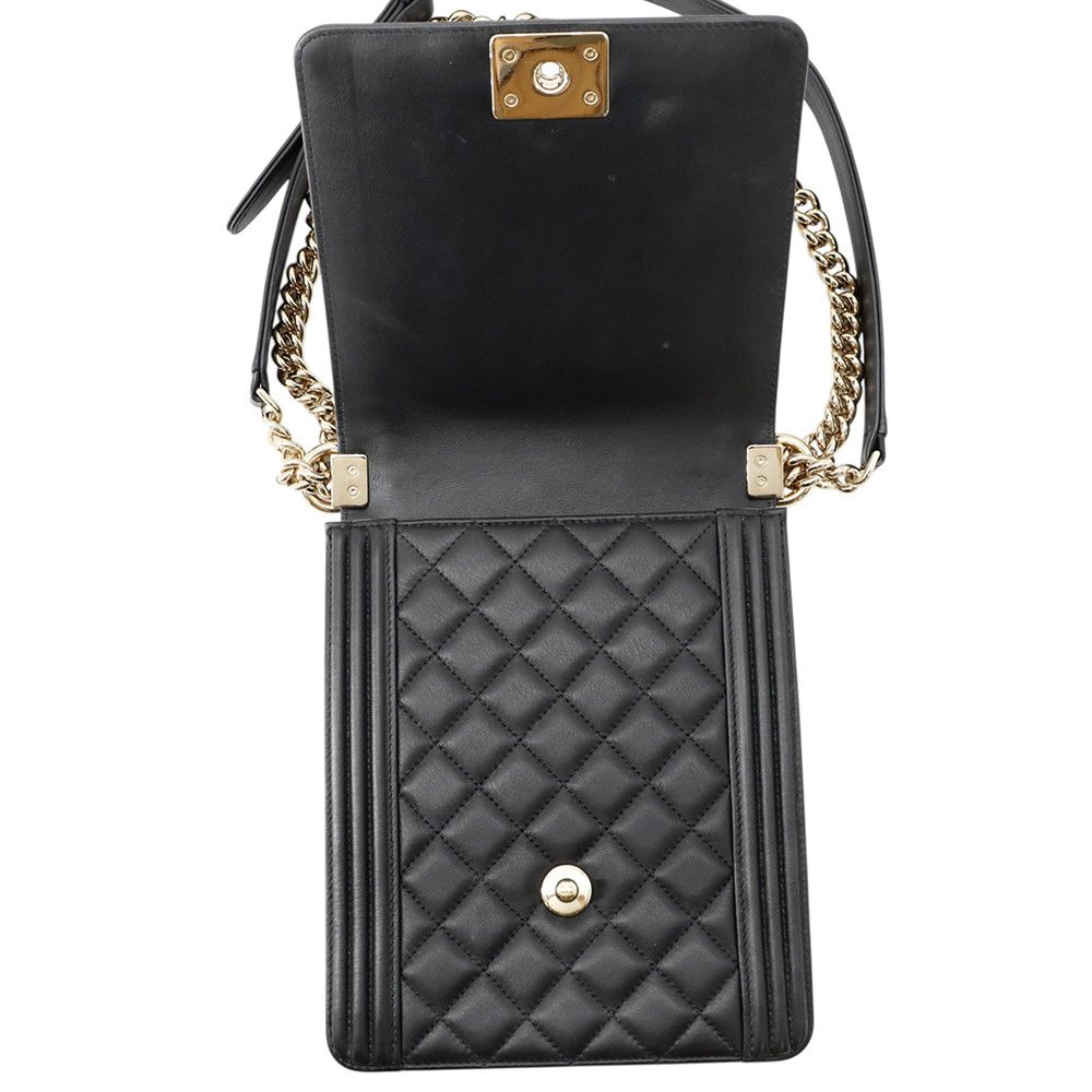 Chanel Chain Shoulder Bag Boy Lambskin Black — view 6