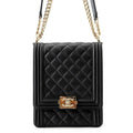Chanel Chain Shoulder Bag Boy Lambskin Black