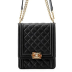Chanel Chain Shoulder Bag Boy Lambskin Black