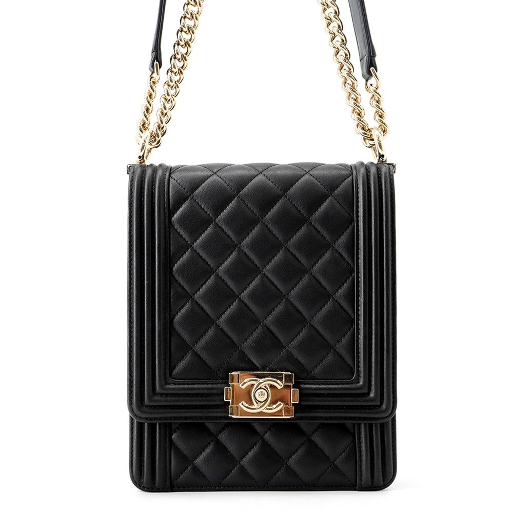 Chanel Chain Shoulder Bag Boy Lambskin Black