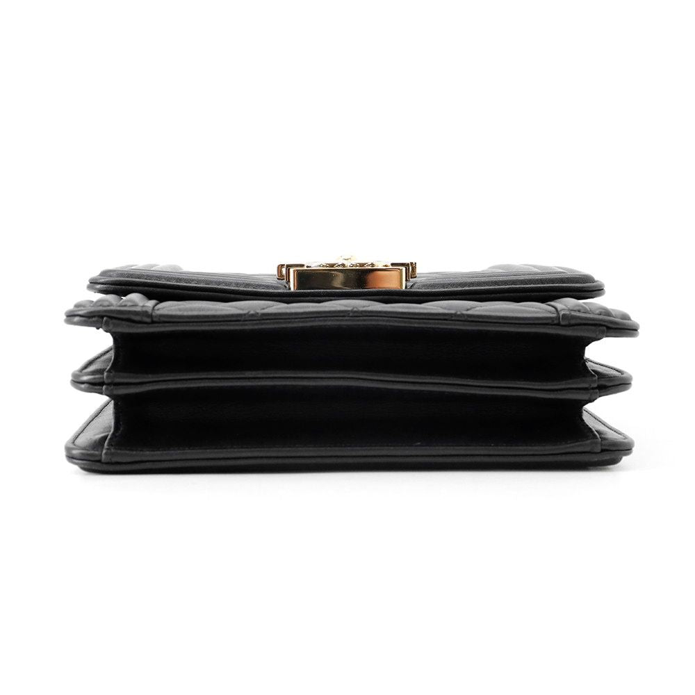 Chanel Chain Shoulder Bag Boy Lambskin Black — view 3