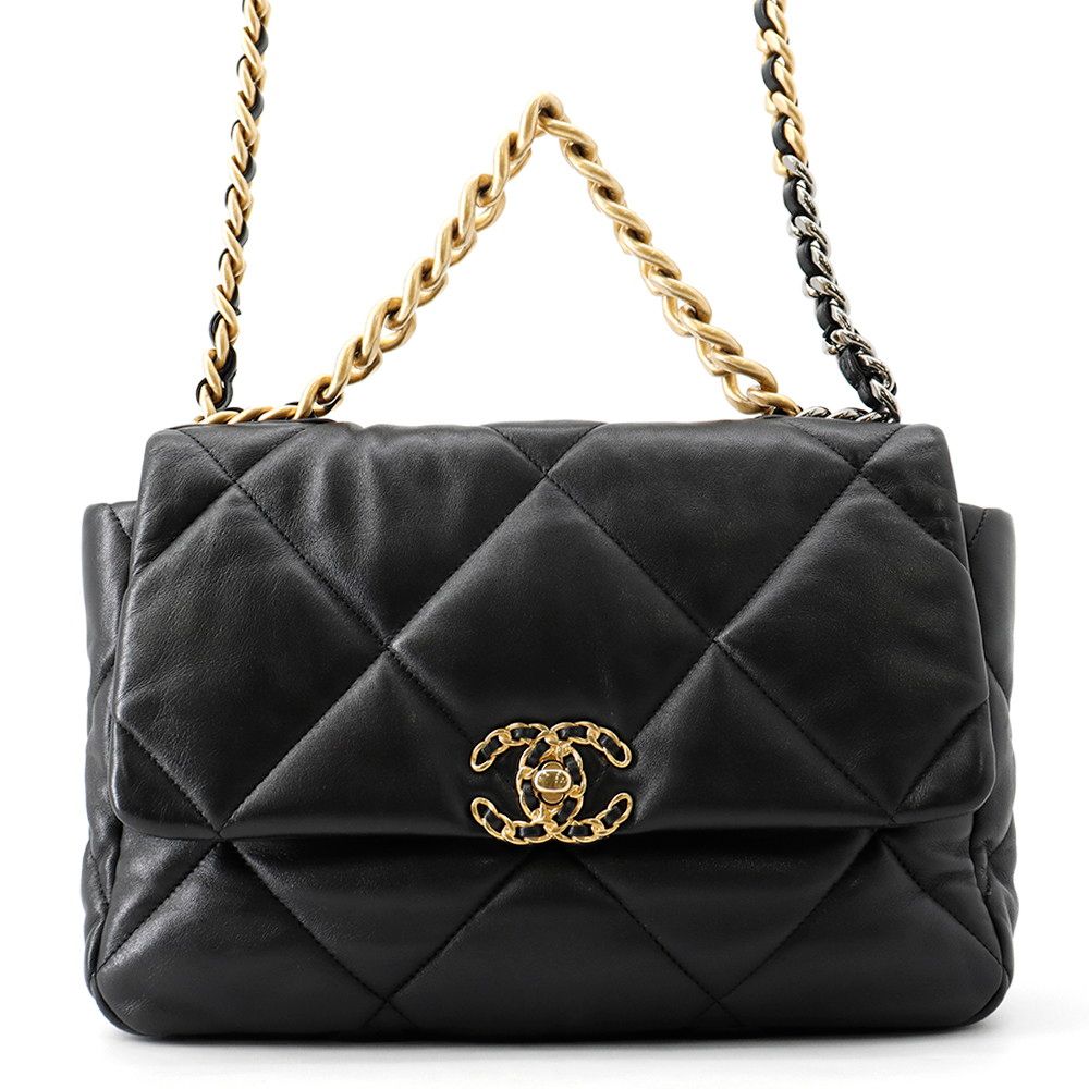 Chanel Chain Shoulder Bag 19 Large Lambskin 2-Way Black