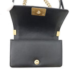Chanel Chain Shoulder Bag Boy Small Quilted CC Logo Caviar Leather Black — view 6