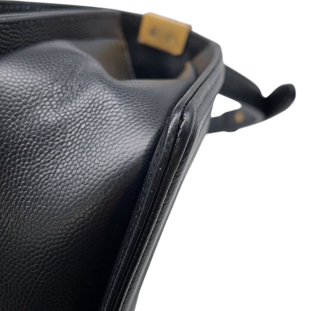 Chanel Chain Shoulder Bag Boy Small Quilted CC Logo Caviar Leather Black — view 8