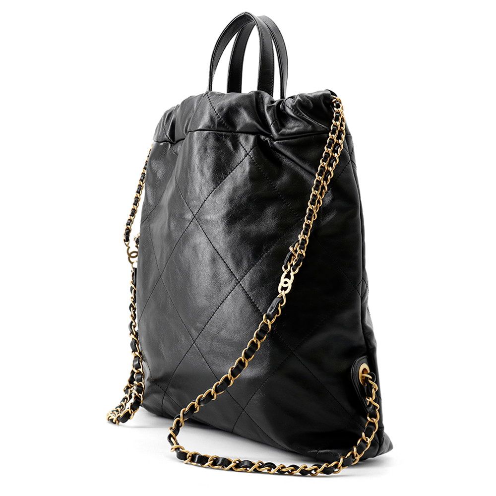 Chanel Backpack 22 Small Shiny Calfskin Black — view 2