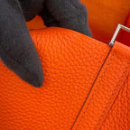 Hermes Picotin Lock PM Eclat Orange Minien Rose Azalea Silver Taurillon — view 7