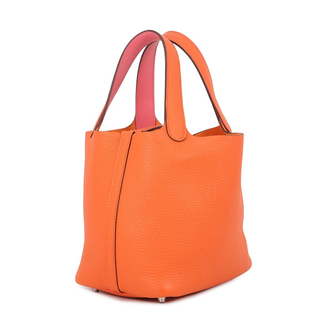 Hermes Picotin Lock PM Eclat Orange Minien Rose Azalea Silver Taurillon — view 2