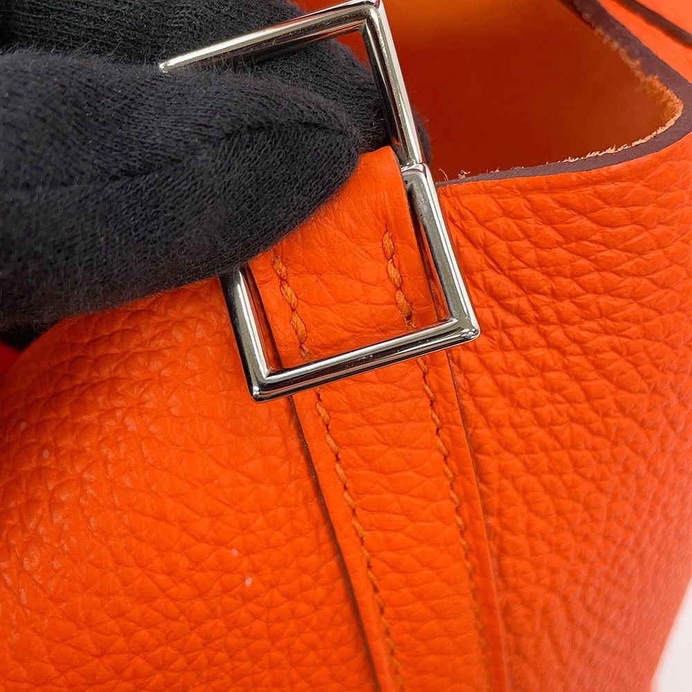 Hermes Picotin Lock PM Eclat Orange Minien Rose Azalea Silver Taurillon — view 9