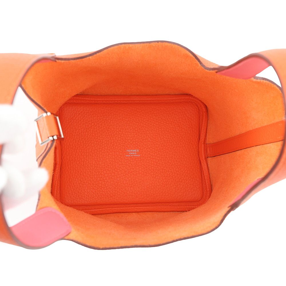 Hermes Picotin Lock PM Eclat Orange Minien Rose Azalea Silver Taurillon — view 5