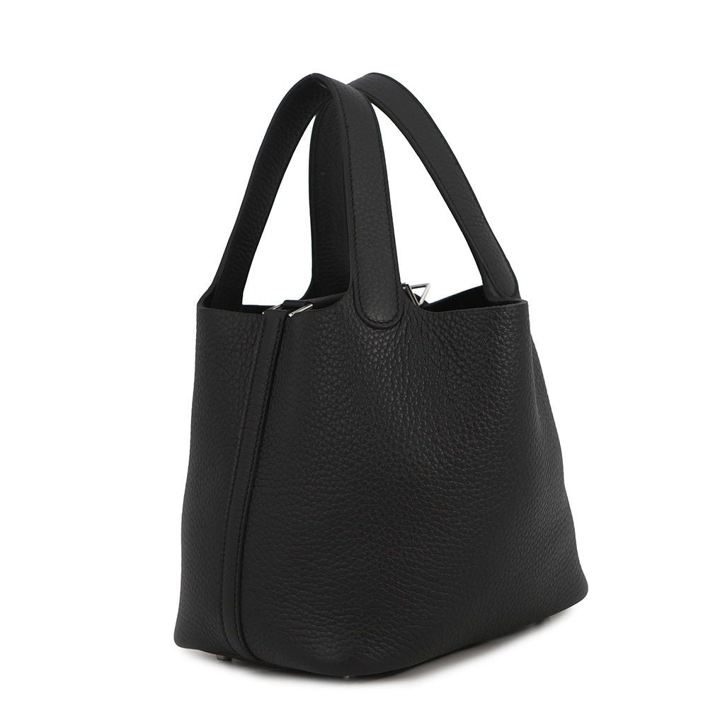 Hermes Handbag Picotin Lock PM Black Silver Taurillon Clemence Tote — view 2