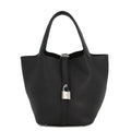 Hermes Handbag Picotin Lock PM Black Silver Taurillon Clemence Tote