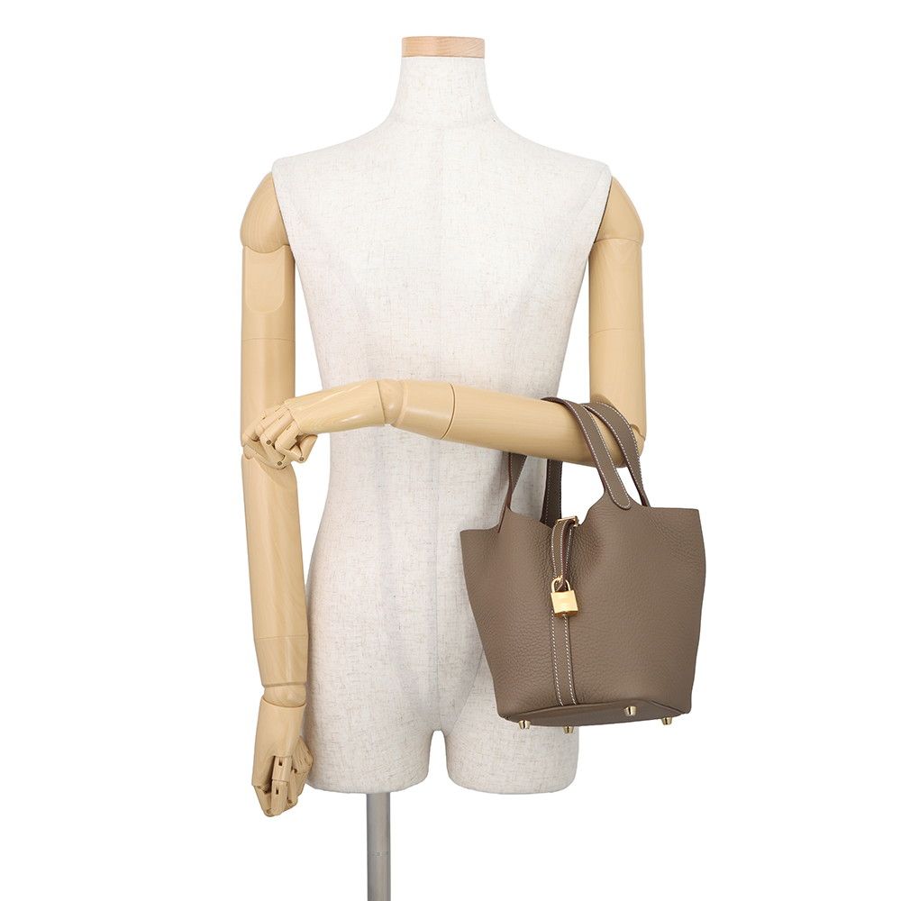 Hermes Handbag Picotin Lock PM Etoupe Gold Taurillon Recmans — view 4