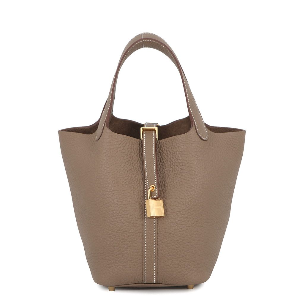 Hermes Handbag Picotin Lock PM Etoupe Gold Taurillon Recmans
