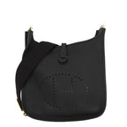 Hermes Shoulder Bag Evelyne 3 PM Black Gold Taurillon Clemence