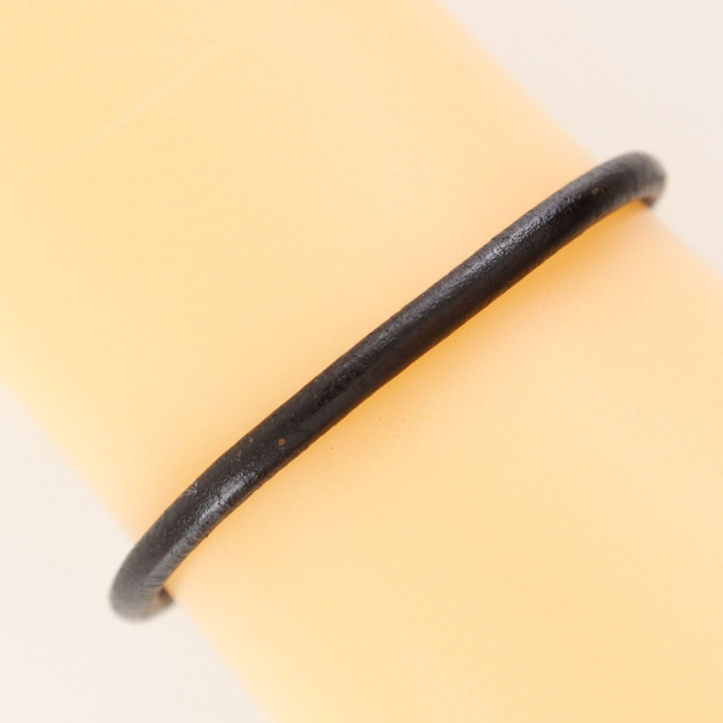 Hermes Grenin Leather Metal Black Silver Bracelet — view 3