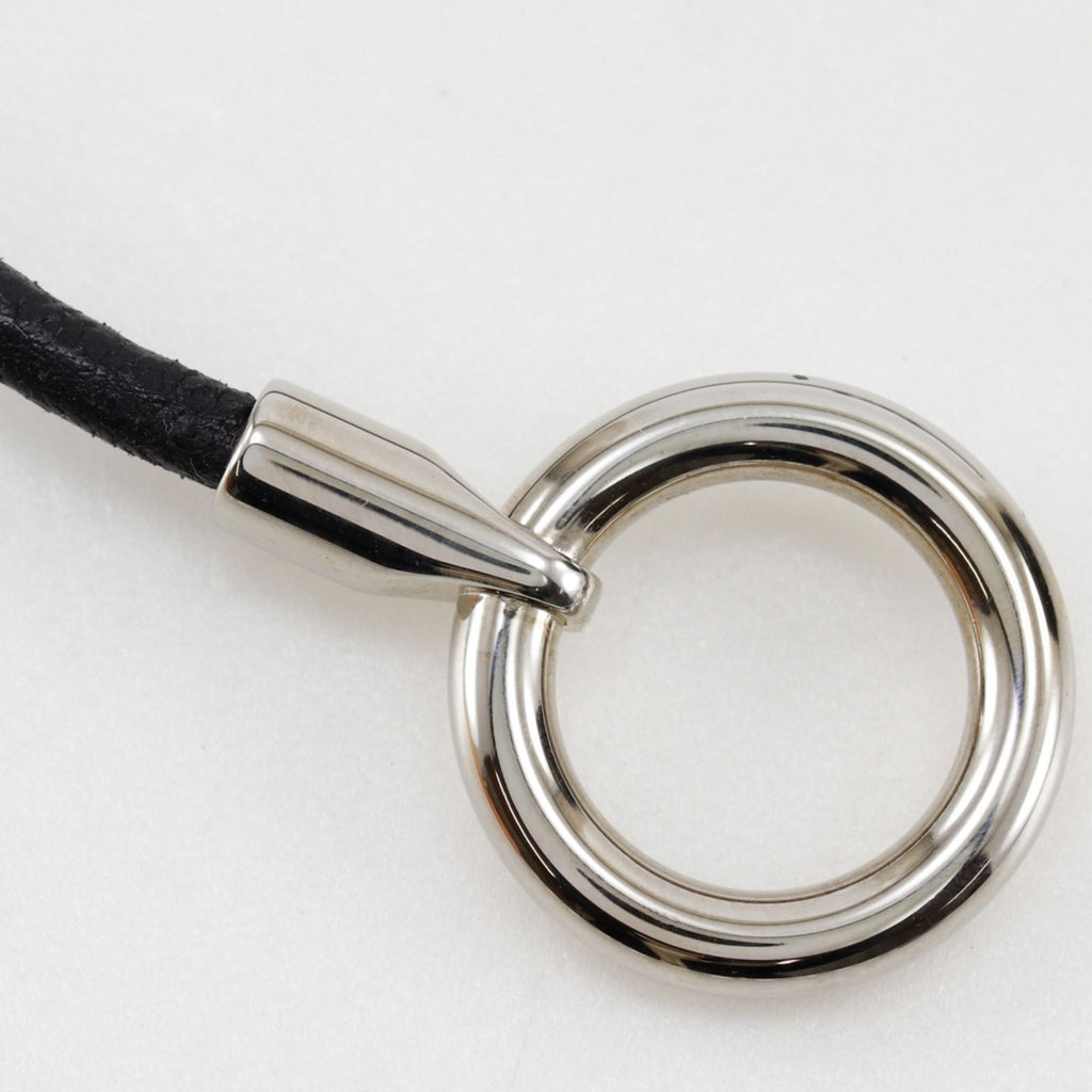 Hermes Grenin Leather Metal Black Silver Bracelet — view 7