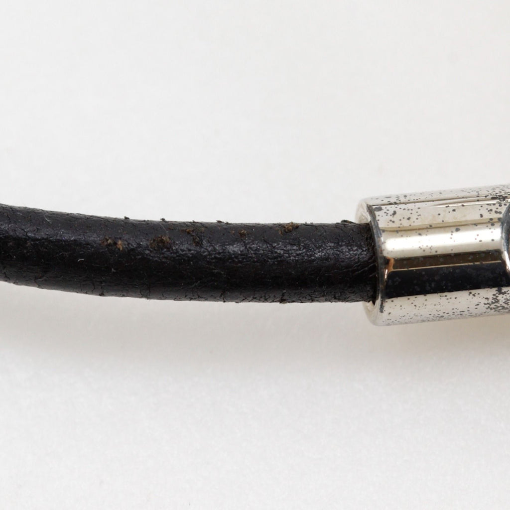 Hermes Grenin Leather Metal Black Silver Bracelet — view 5