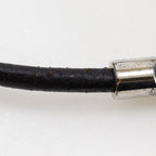 Hermes Grenin Leather Metal Black Silver Bracelet — view 5