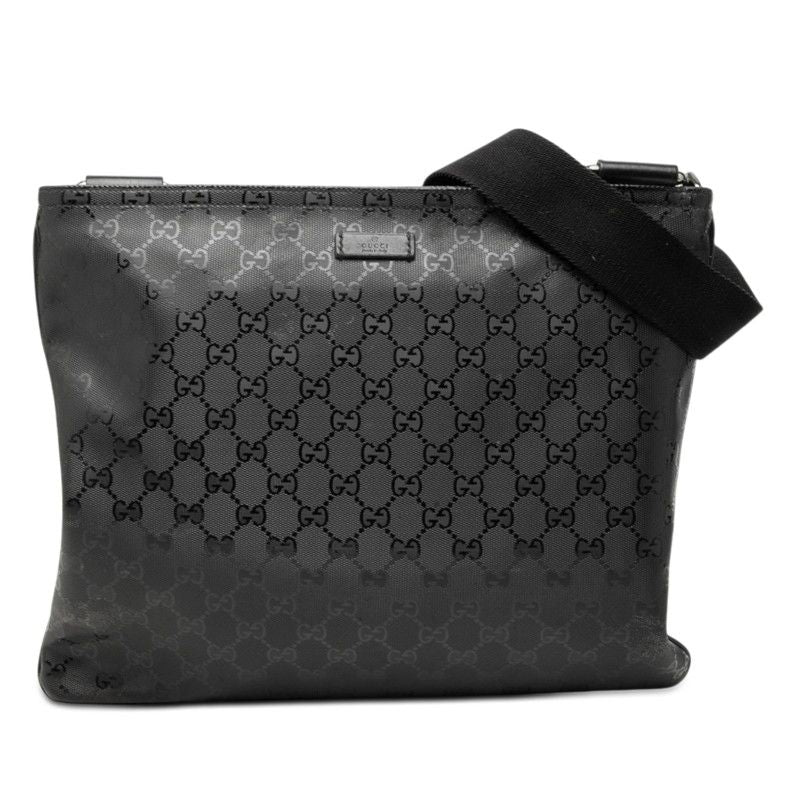 Gucci GG Supreme Crossbody Shoulder Bag Black Leather