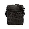 Fendi Zucchino Crossbody Shoulder Bag Brown Black Canvas Leather